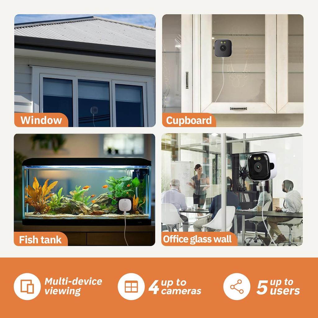 Fensterkamera – Ersetzt Außenkameras | 2,4/5-GHz-WLAN | 3 MP HD | Vollfarb-Nachtsicht durch das Fenster