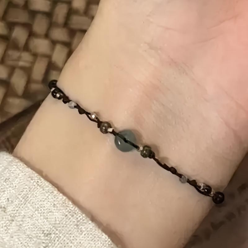 

Винтажный браслет из бисера ручной работы, классический стиль, подходит для повседневной носки парами, подарок на День святого Валентина, модный аксессуар, идеальный подарок чёрный