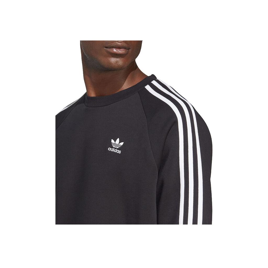 Adidas Originals Trefoil Stripe Print Crew Neck Sweatshirt Men Sweatshirt Black IA4861