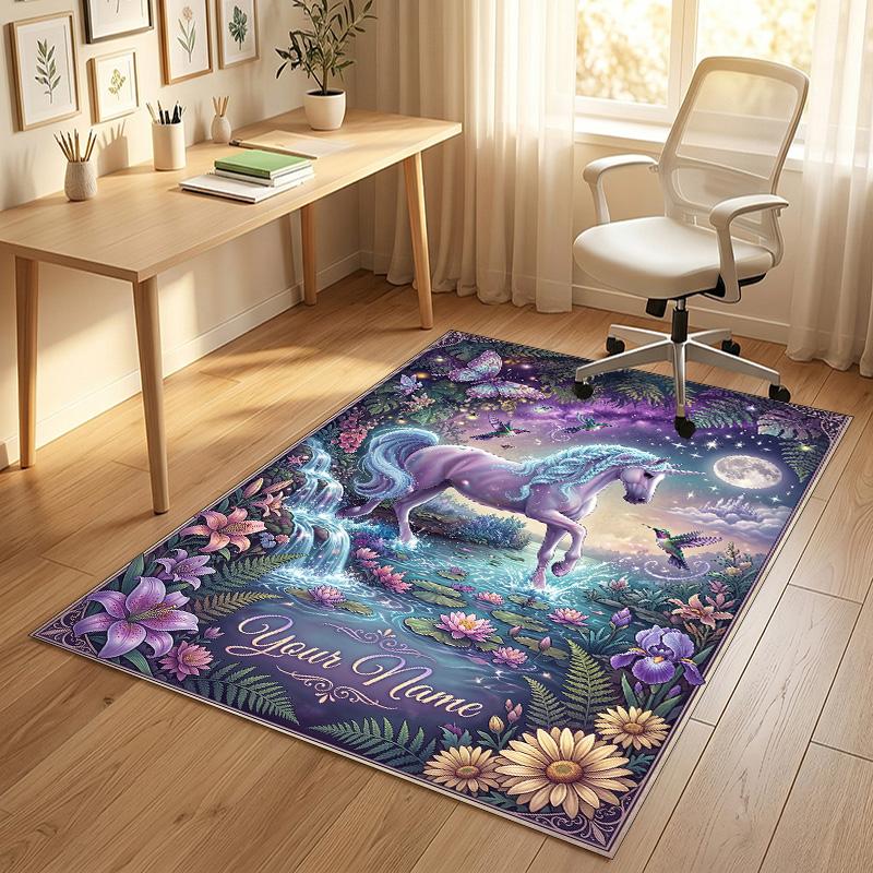 Underwater Sea Theme Soft Crystal Velvet Rug Custom Name & Text Print Non Slip Floor Rug for Bedroom Living Room