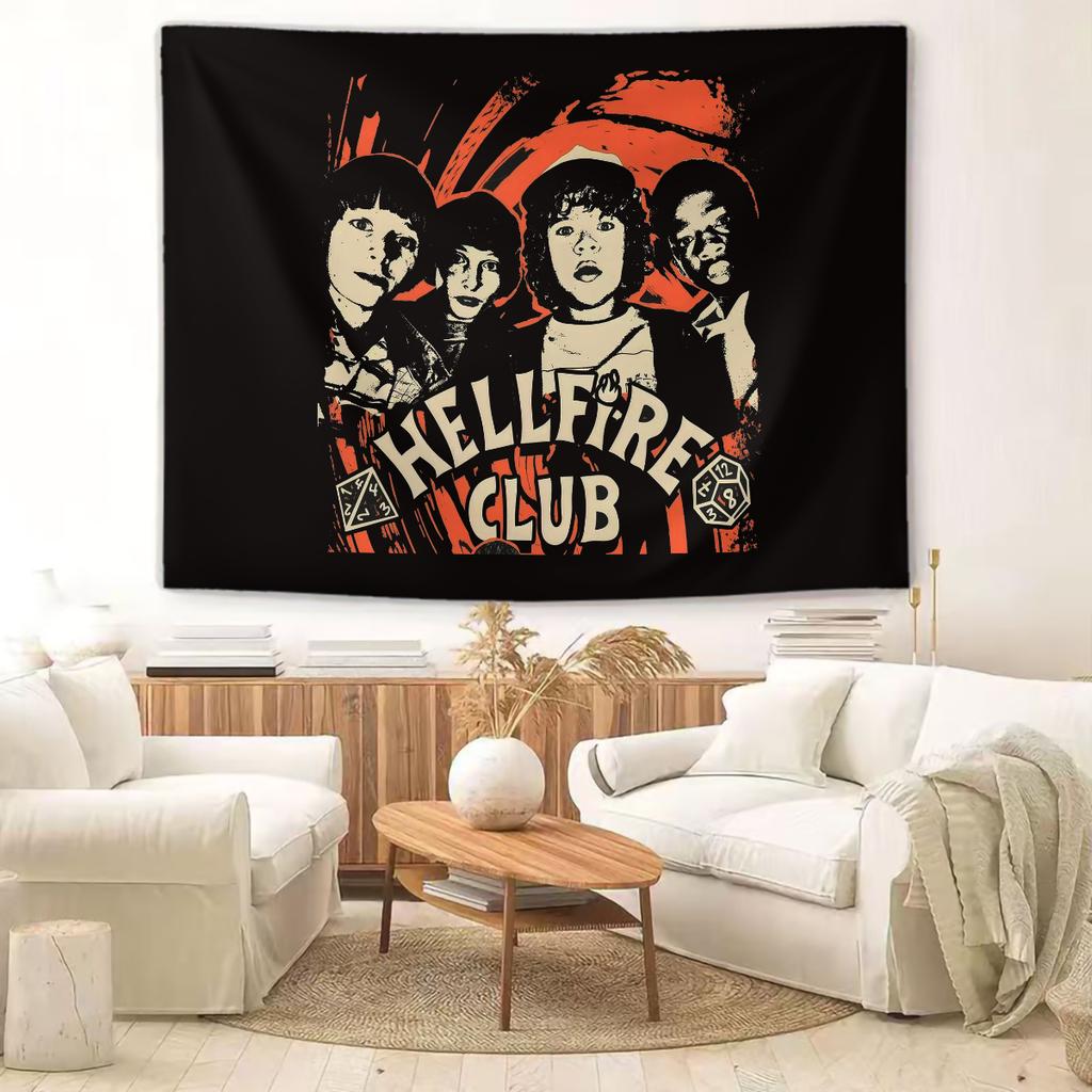 S-Stranger T-Things Hellfire Club Tapestry Wall Hanging Banner Background Backdrops Living Room Cloth Bedroom Party Decor Gift