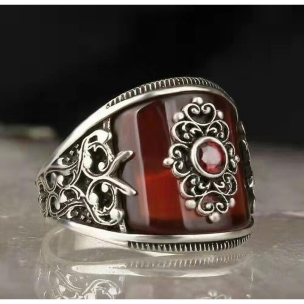 Вінтажний візерунок Чорне обличчя Циркон Кільце Ювелірне кільце Чоловіче