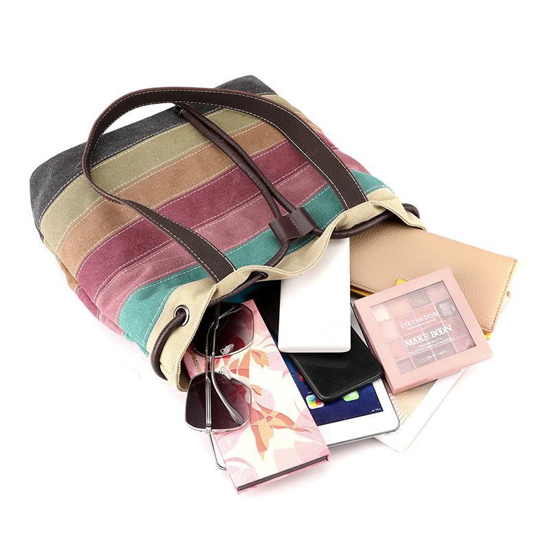 Große Schultertasche aus Canvas in Kontrastfarbe für Damen