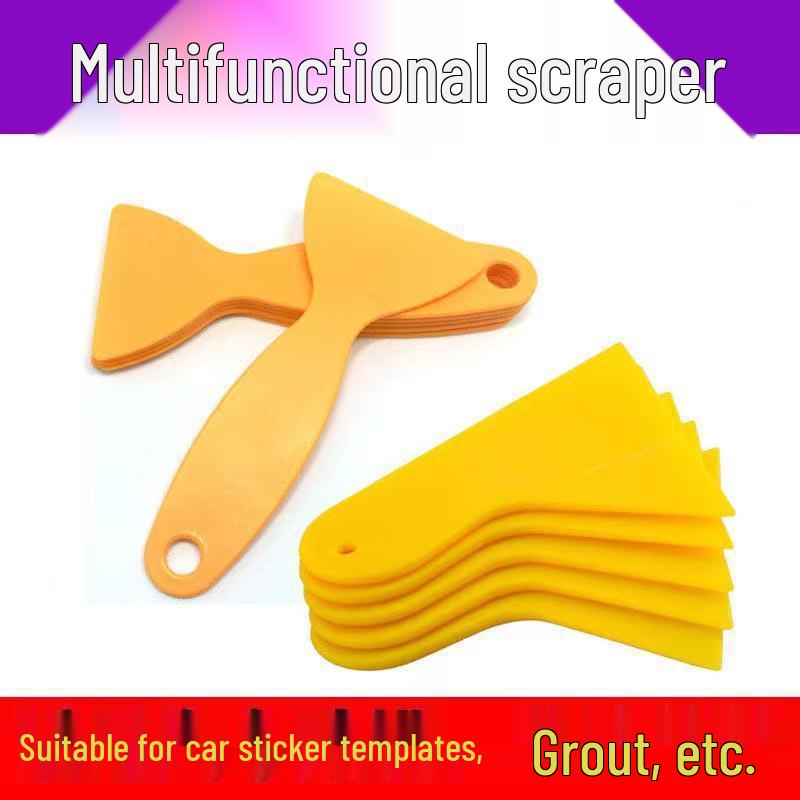 Yellow Triangle Car Film & Sticker Tool - Small Plastic Scraper for Anti-Curling Edges