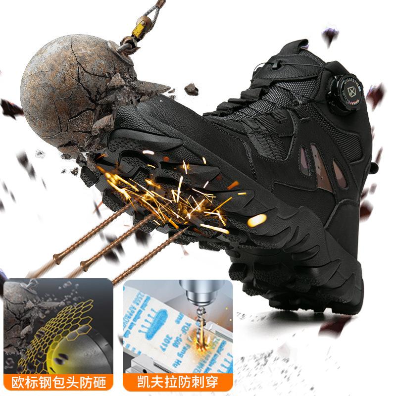 Waterproof Safety Boots Men Steel Toe Work Boots Men High Top Safety Shoes Mens Desert Combat Tactical Work Shoes Men Protective