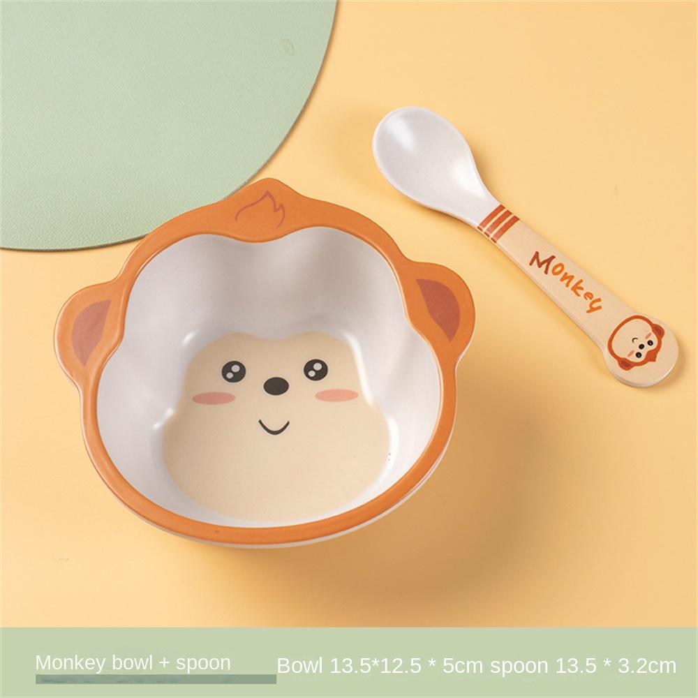 Conjunto de tigela e colher Tigela e colher combinadas em fibra de bambu Tigela infantil A borda da colher é redonda e lisa Talheres