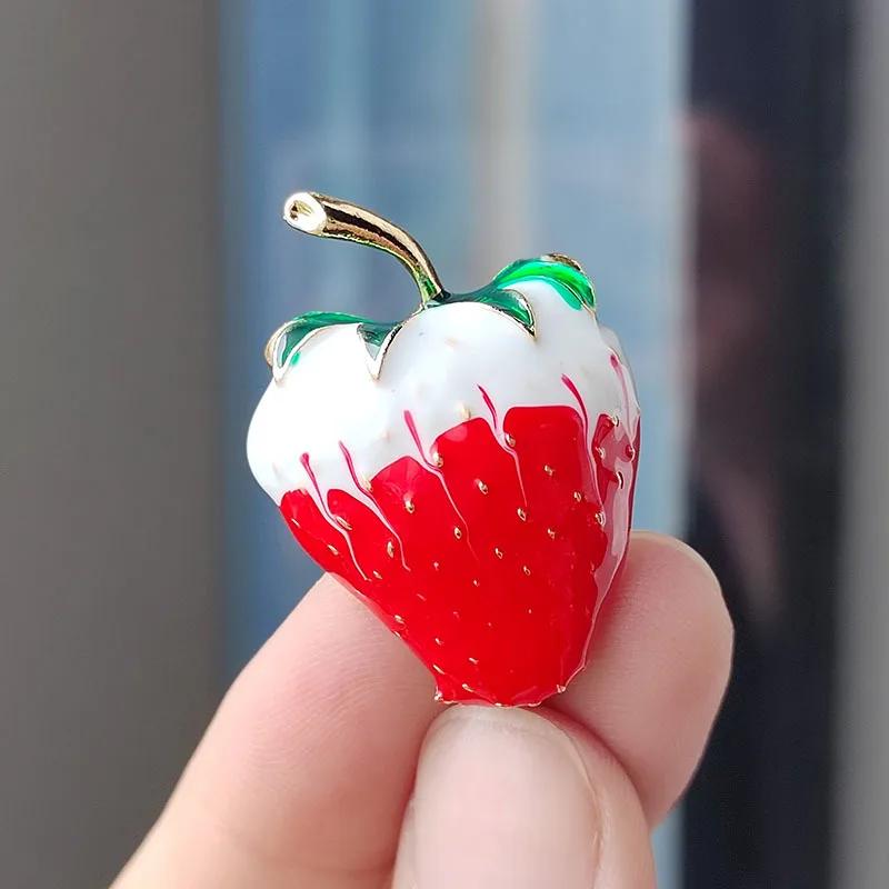

Винтажная эмалевая брошь в виде цветка клубники для унисекс, модная брошь с фруктами и стразами, аксессуары для одежды, платья, офисного костюма, подарки