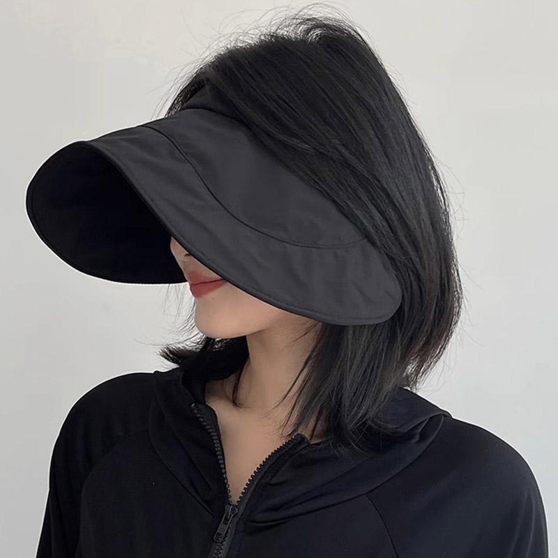 Big Brim Empty Top Sun Hat Summer Women Anti UV Sunscreen Cap Beach Outdoor Foldable Riding Sport Visors