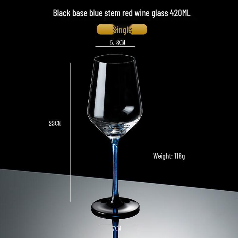 WQ Crystal Stemmed Wine & Champagne Glass 420ml Blue Stem