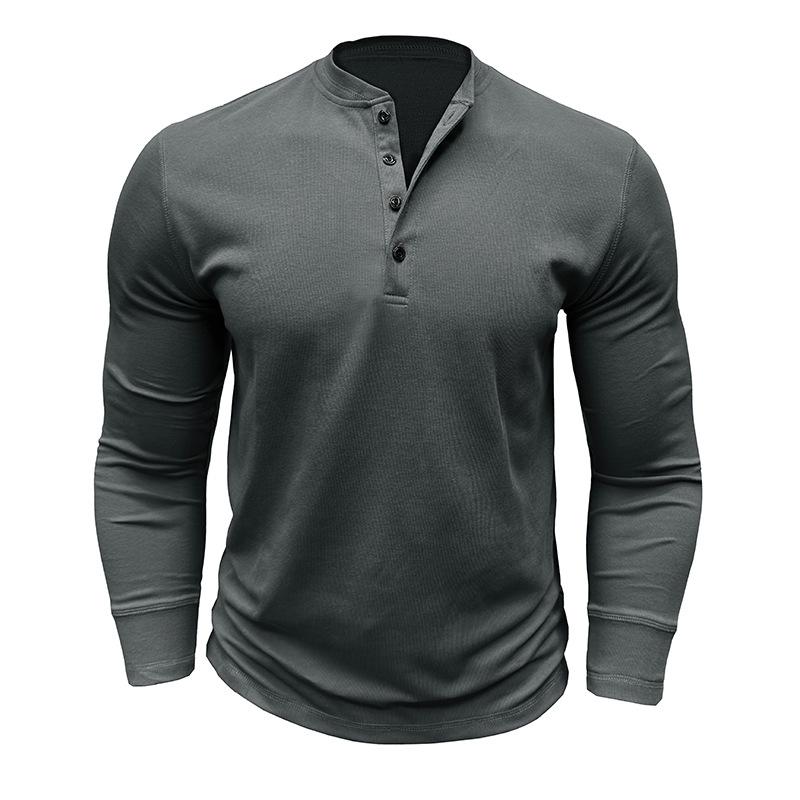 Men S American Style Long Sleeve Henley T Shirt Casual Fall Base Top