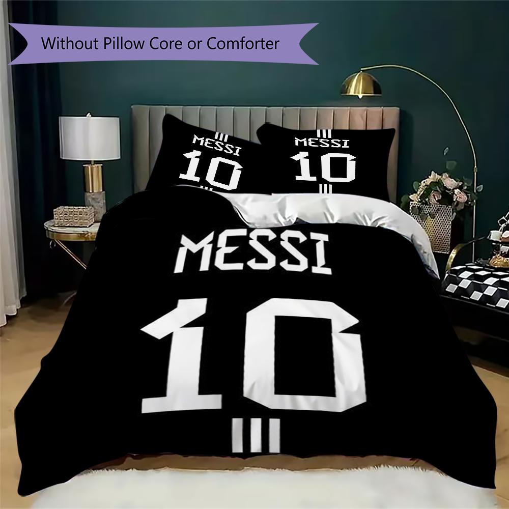 MESSI 10 Pattern Bedding uilt Set uilt Cover Pillowcase Home Decoration Birthday Gift (1 * duvet cover + 2 * pillowcase without core)