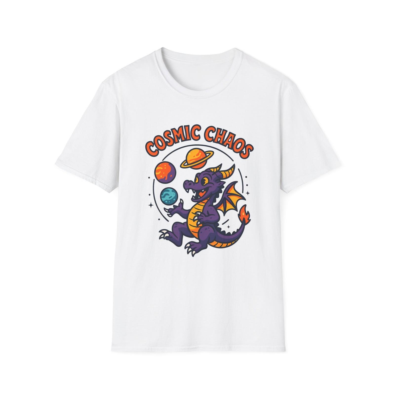 Unisex Softstyle T-Shirt Mens Womens Tees Top Cosmic Dragon Juggling Planets Space Fantasy Design 4XL