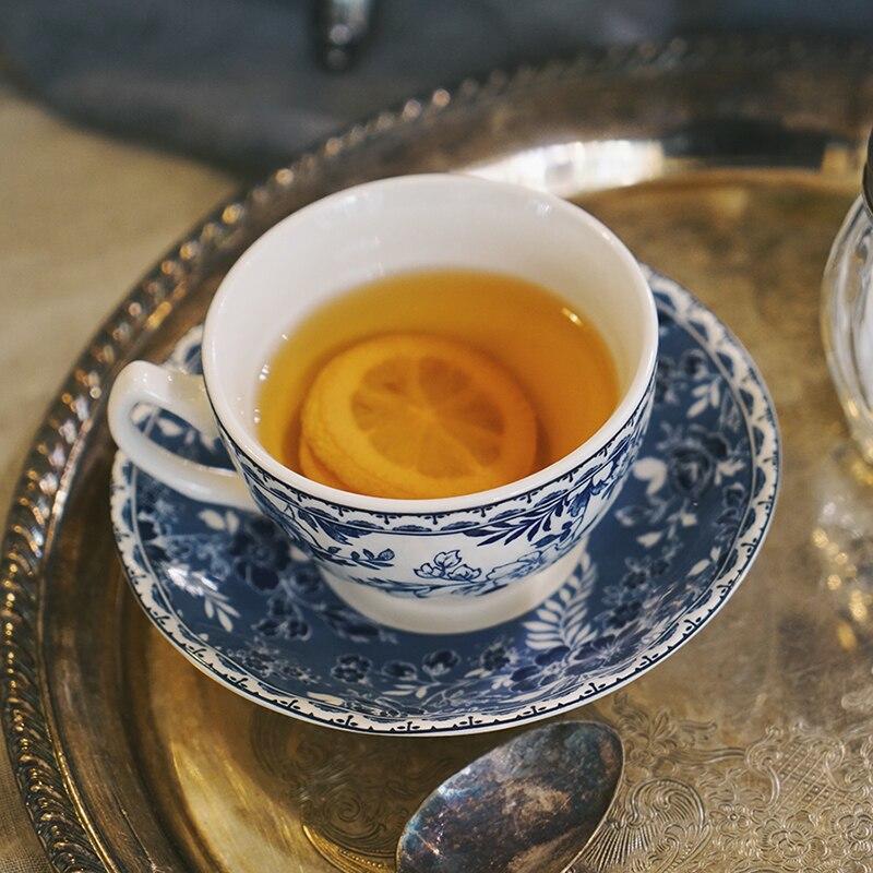 Blue Retro Ceramic Coffee Set Luxury English Porcelain Afternoon Tea Set Reusable Xicaras Kitchenware BD50