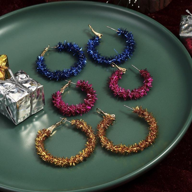 

Горячая Распродажа Рождественские Серьги Комбинация Лента Обертывание Кольцо Красный Желтый Зеленый Праздничные Праздничные Женские Серьги-гвоздики