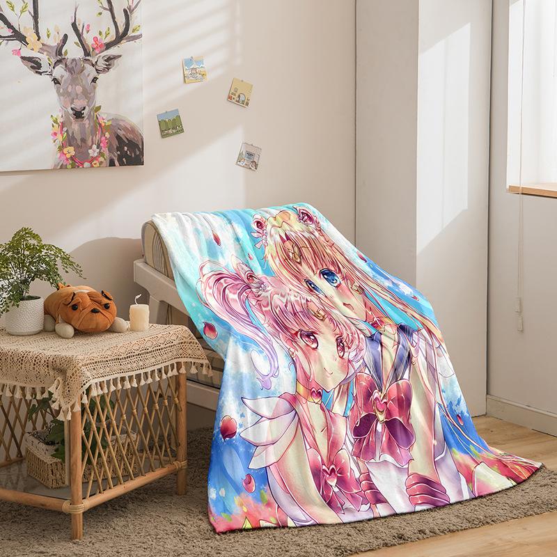 Cartoon Beautiful Girl War Series Double-Sided Flannel 3D Digital Printing Blanket, Blanket
