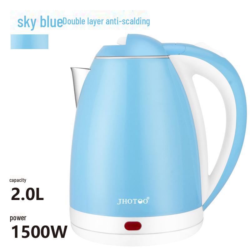 

Электрический чайник из нержавеющей стали объемом 2 л с двумя стенками, функцией автоматического отключения, большой вместимостью и защитой от ожогов для домашнего заваривания чая или кофе. 2L