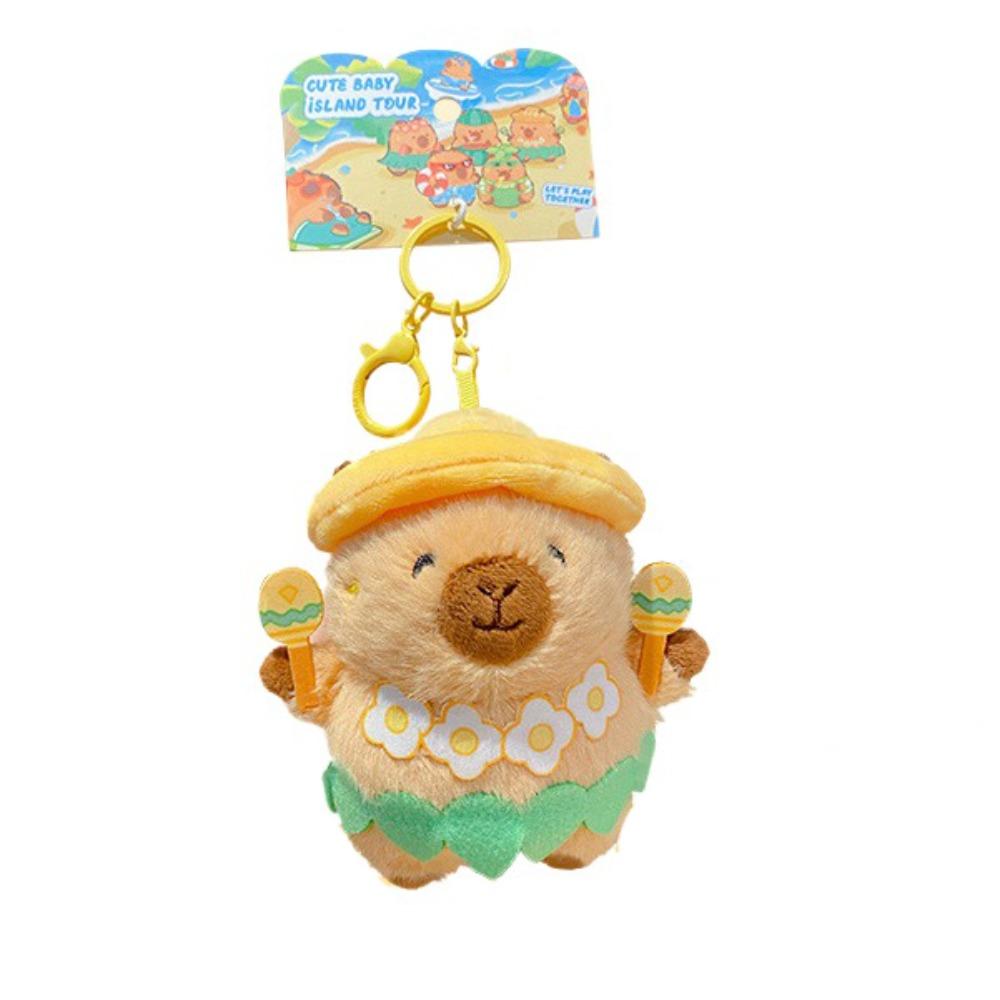Kawaii Cartoon Plush Capybara Keychain Island Style Cute Doll Pendant Bag Hanging Ornaments Car Keyring