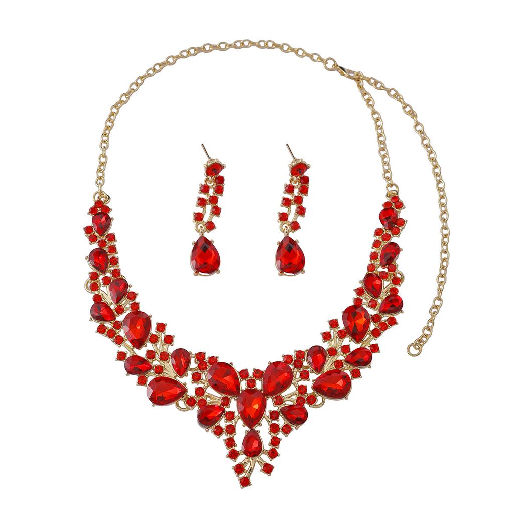 Set of Bridal Crystal Accessories - Necklace, Earrings. Two-piece Wedding Dress. Women's Style.