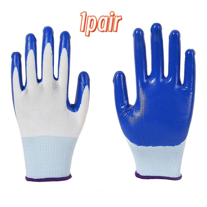 

12 пар рабочих перчаток из нейлона с нитриловым покрытием, унисекс, износостойкие, нескользящие, водонепроницаемые, маслостойкие