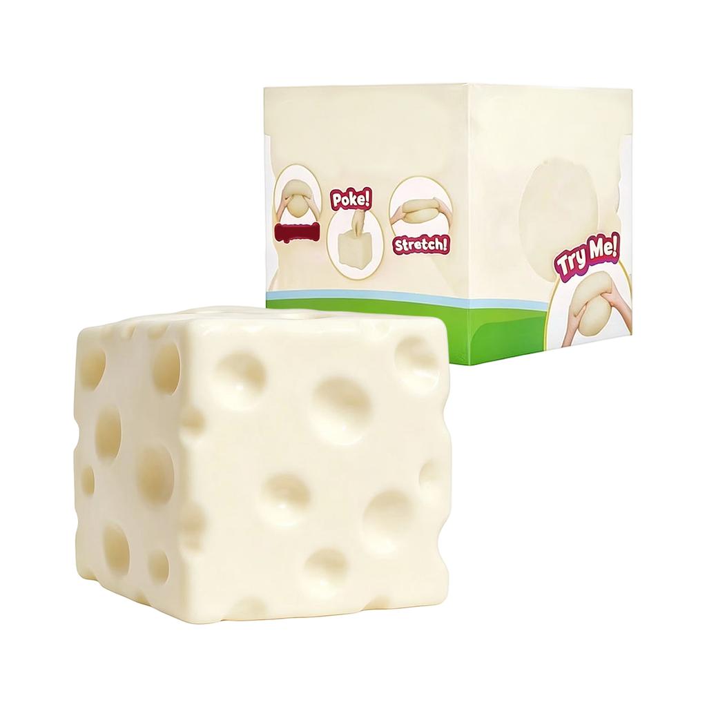 Soft Squeeze Cheese Cube Stress Relief Toy 7cm Poke Stretch Sensory Fidget Toy for Hand Exercise and Anxiety Reduction