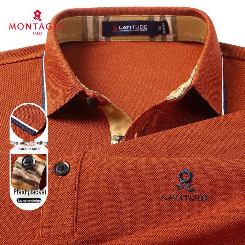 MONTAGUT Men s Long-Staple Cotton Blend Casual Long Sleeve Polo Shirt 52