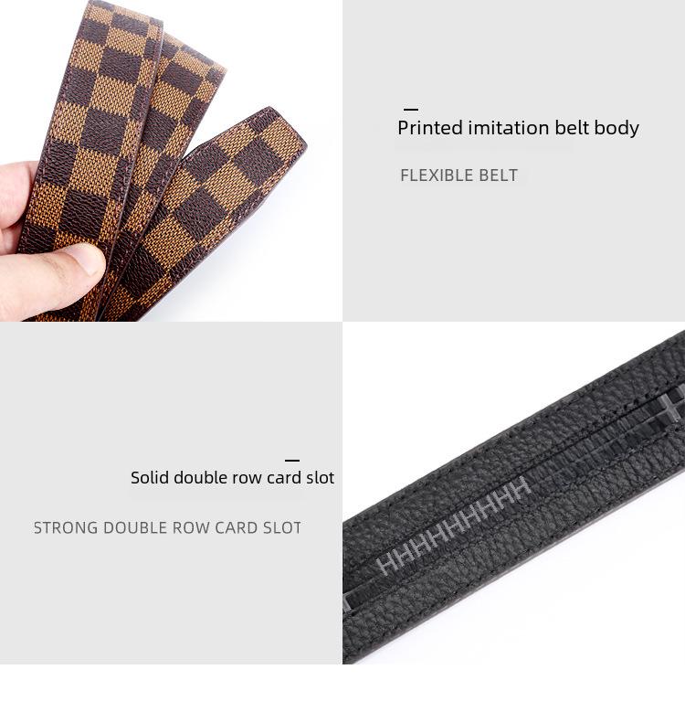 Men's Trendy Leather Belt with Letter Alloy Automatic Buckle - Versatile for Casual and Business Wear