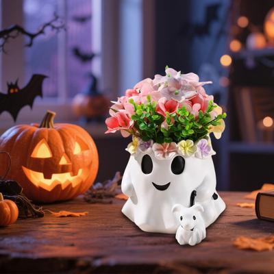 Seau fantôme pour chien promeneur, porte-bonbons, grand pot de fleurs décoratif pour intérieur et extérieur, motif Halloween