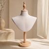 Freestanding Jewelry and Scarf Display Mannequin PinFriendly clothCovered Bust with Wooden