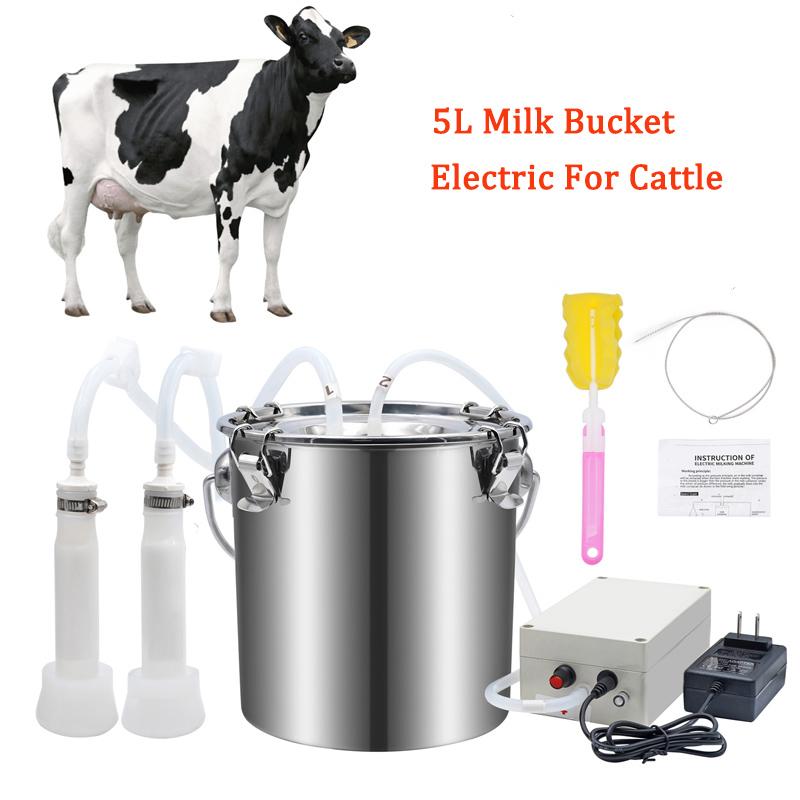 

Нова 5л Доїльна машина 220В для великої рогатої худоби, кіз, електрична та пульсуюча доїльна машина, доїльне відро з нержавіючої сталі, вакуумний насос, всмоктування 5L