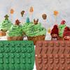 Food-Grade Silicone Candy Mold with 3D Christmas Designs Tree Gingerbread Man Snowman Santa Bells for Baking Chocolate Cookies