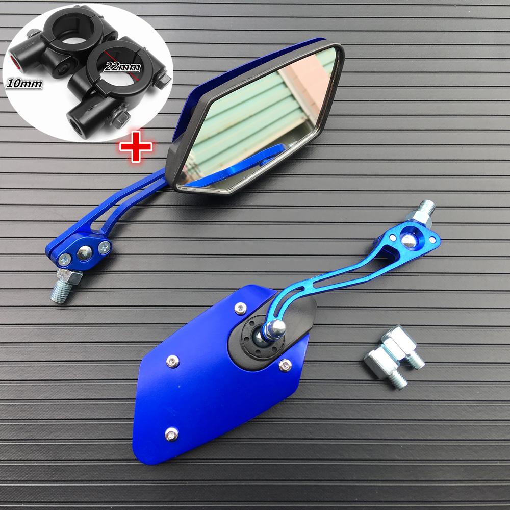 

Алюминиевые универсальные зеркала заднего вида для мотоциклов, вращающиеся на 360 градусов, боковые зеркала для мотоциклов, мотоциклов, скутеров, 8/10 мм With Adapdor синий