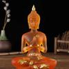 Gjennomsiktig sittende Buddha-statue Zen-gest Thai Buddha-harpiksfigur Skulptur Hjemmekontor Feng Shui dekorasjon Ornament