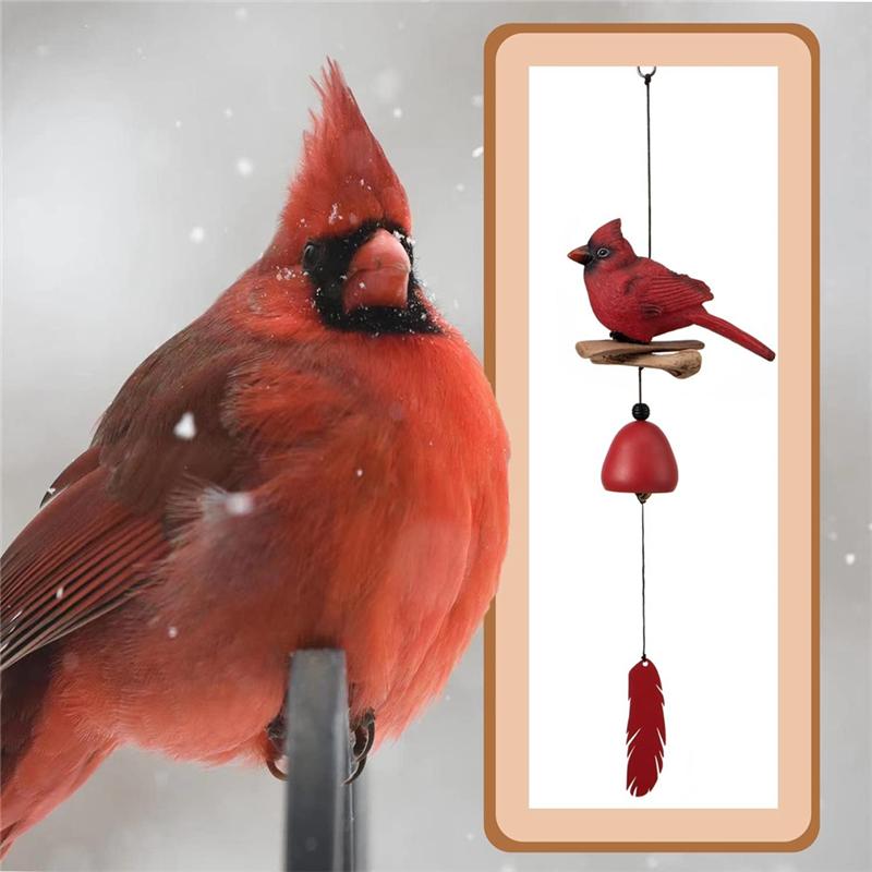 Cardinal Bird Wind Chime, Cardinal Gifts For Glory Mother's Love Gift, Bird Bell Chimes For Garden Backyard Church
