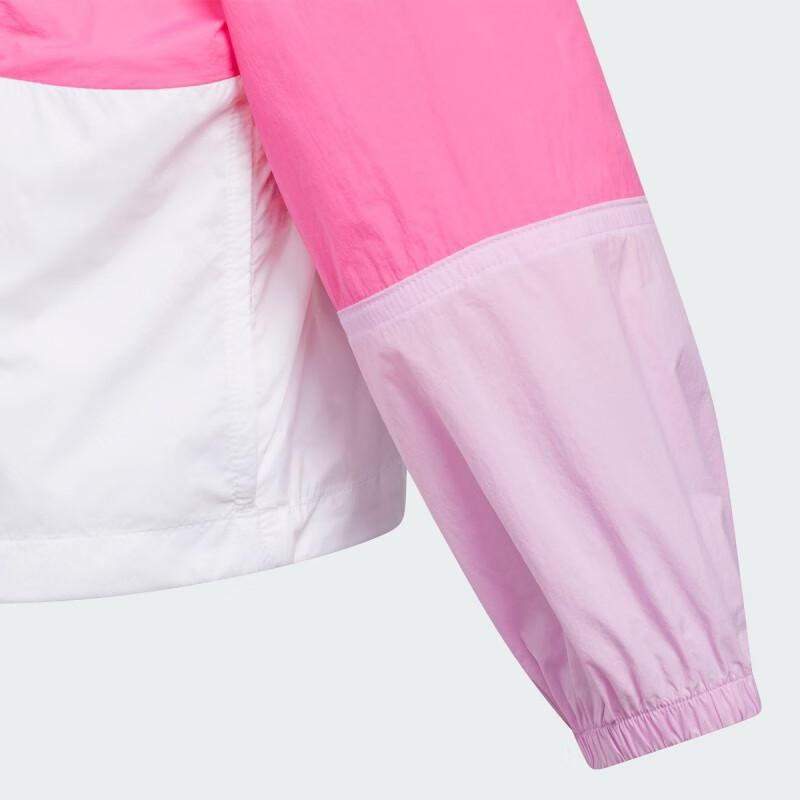 Adidas Color Block Logo Hooded Zip-Up Jacket Kids Jackets White Pink IT1752