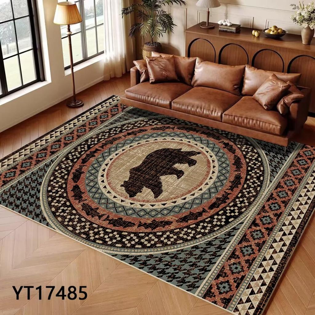Brown American Vintage Style Large Living Room Rug Home Room Decoration Aesthetic Rugs for Bedroom Indoor Antiskid Carpet Mat