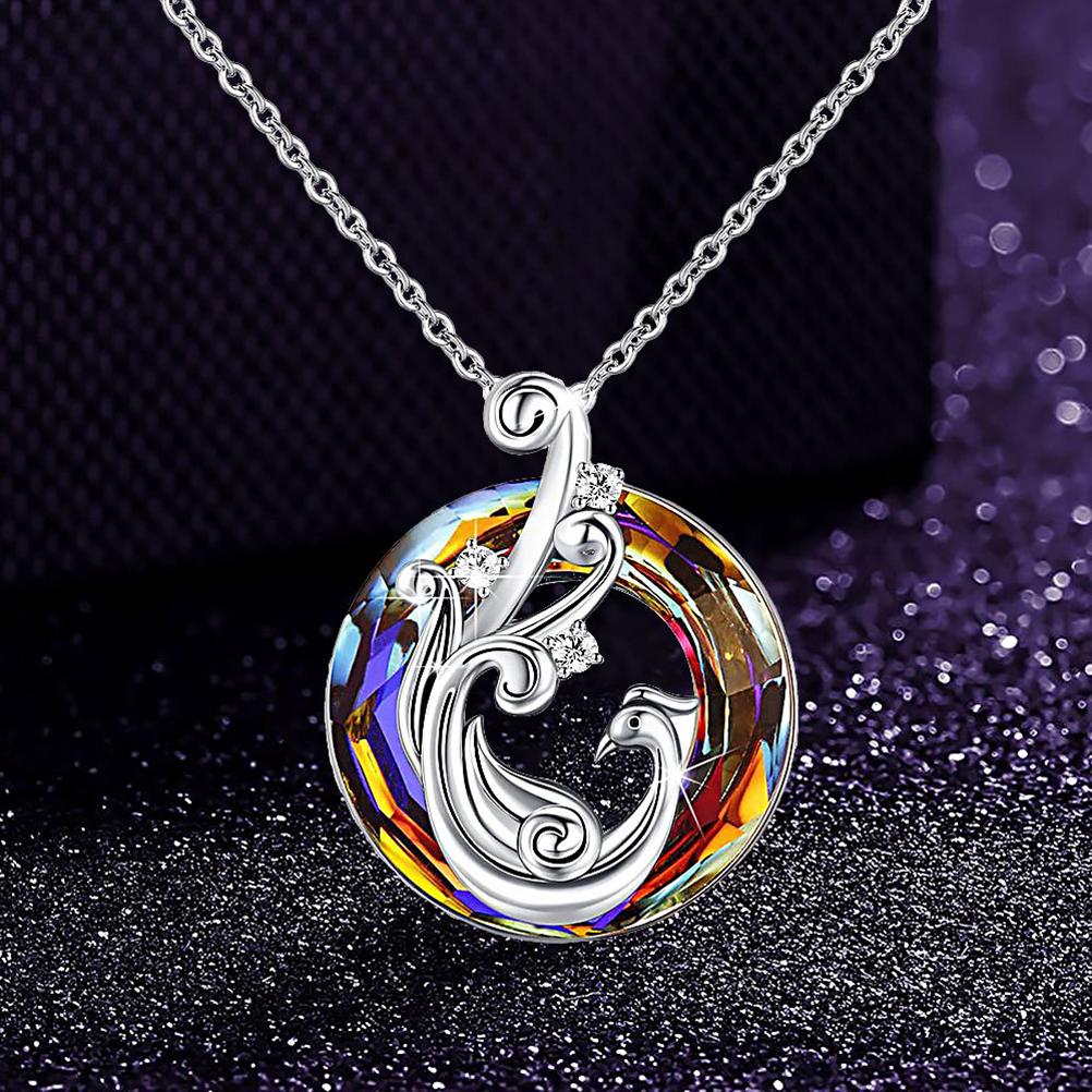 Colorful Crystal Jewelry Phoenix Necklace Pendant Rings for Women Girls Jewelry Gifts
