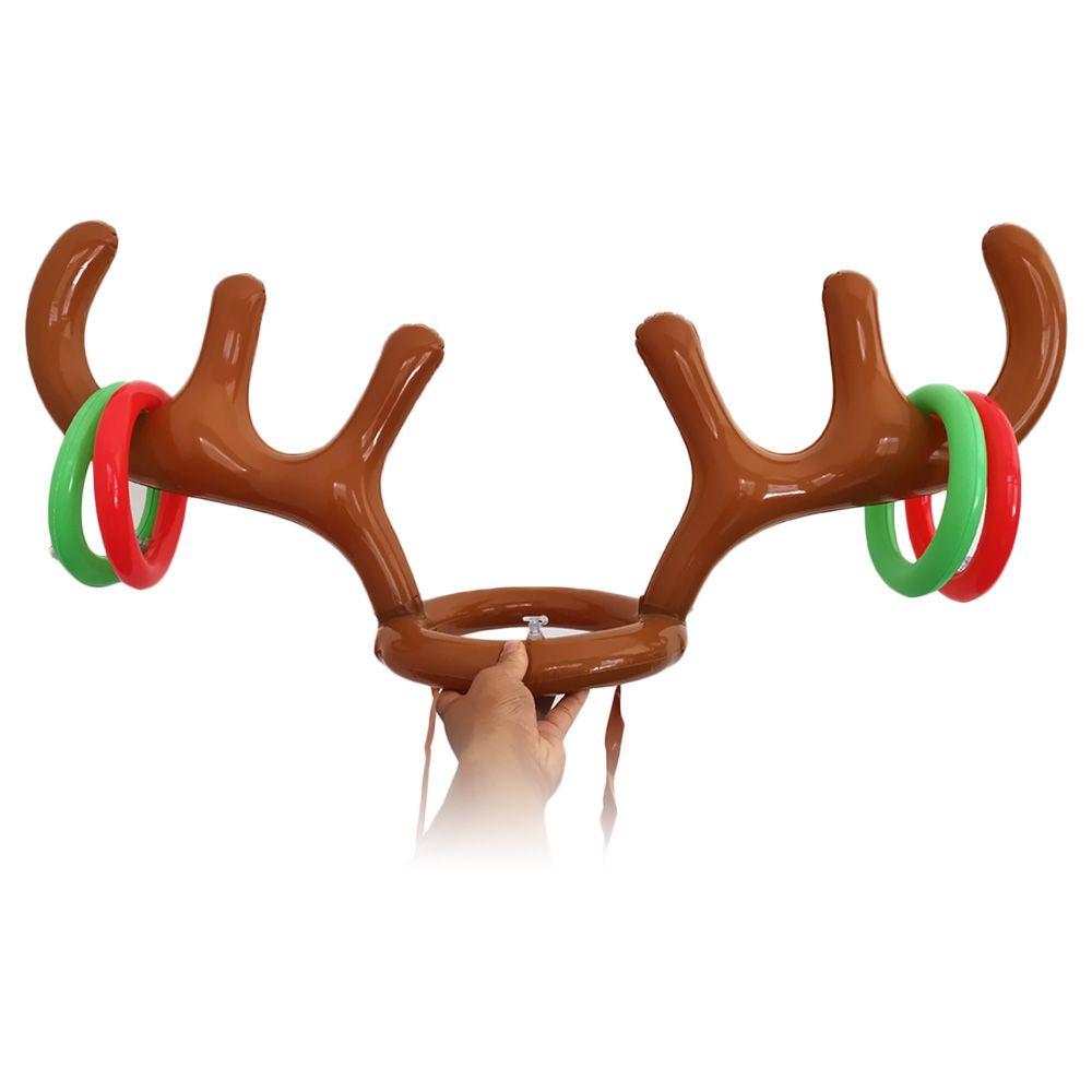 Christmas Game New Year Decoration Ring Toss Antler Hat Inflatable Toys Santa Funny Reindeer