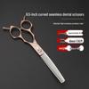Rose Gold 6.5" Double Tail Pet Grooming Scissors with Curved Tip & Straight Tooth for Cats & Dogs.