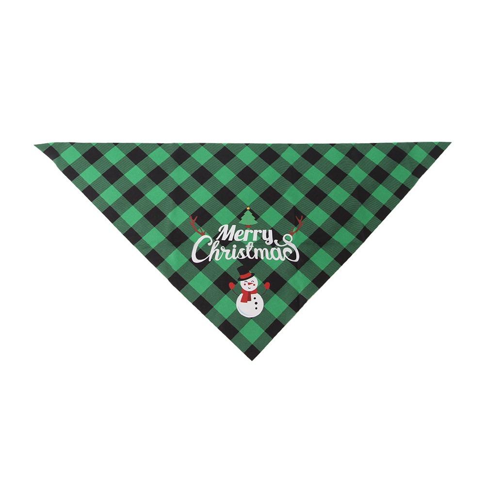Red Green Grid Dog Saliva Towel Santa Claus Triangle Bandana Christmas Dog Scarf  Holiday Party