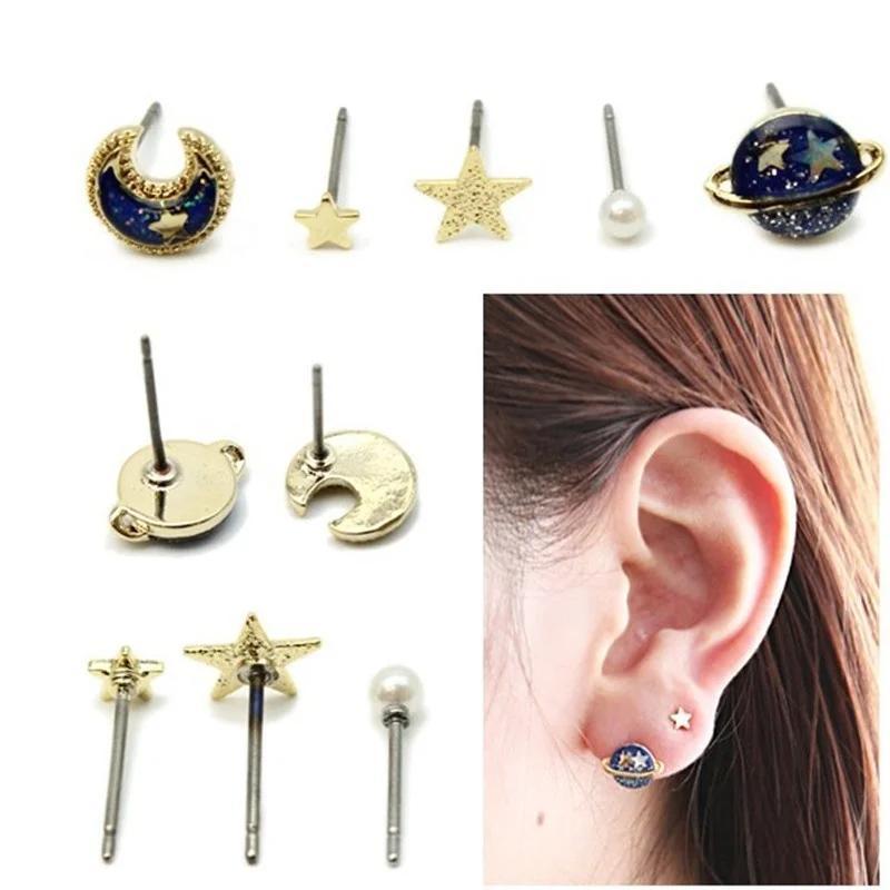 Fashion Temperament Simple Korean Personality Earrings Decoration Planet  Universe Earrings Colorful Personality for Girl