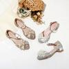 Summer Children's Sandals Women's New Students Middle and Older Children's Bow Sandals Princess High Heels Solid Color Girls Sandals