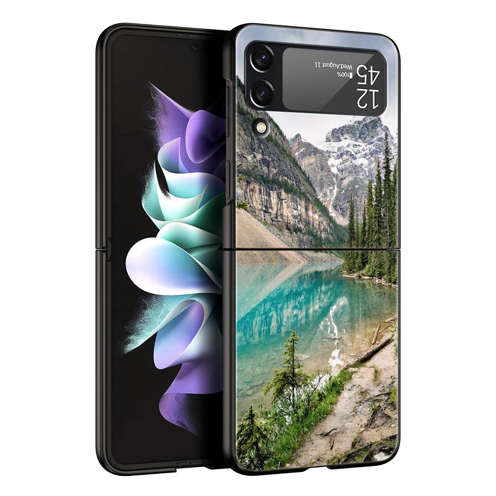 

Чехол для телефона Z Flip 4 для Samsung Galaxy Z Flip 3 5G ZFlip3 Flip3 zflip Flip4 черный твердый чехол лес пляж восход природа ракушка Galaxy Z Flip 5G