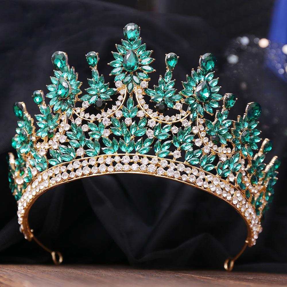 Bridal Rhinestone Tiara with Red Crystal Baroque Luxury Wedding Festival Crown