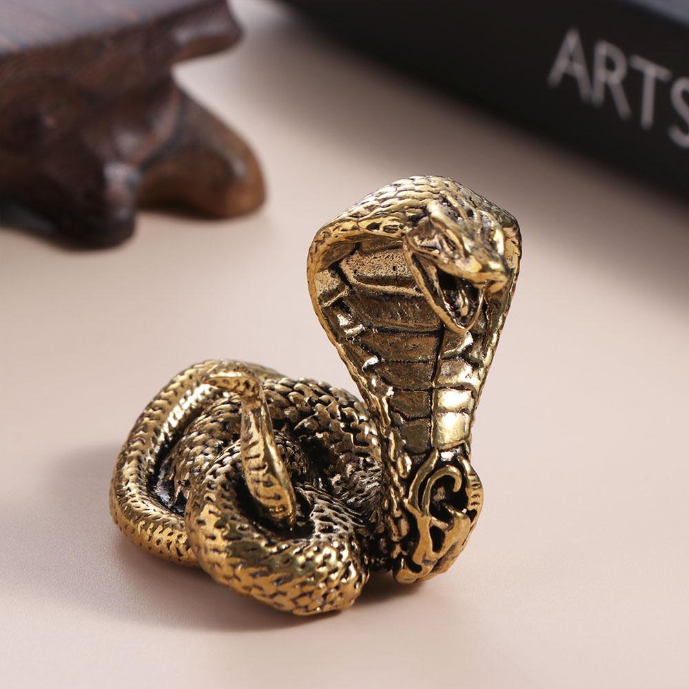 Ancient Brass Cobra Figurines Copper Snake Figurines Animal Statue Mini Cobra Statue  Birthday Gift