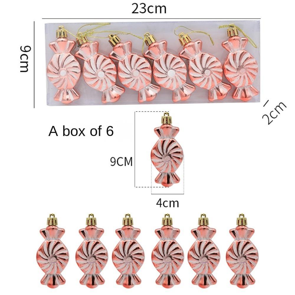 

6 шт./коробка Пластиковые подарочные коробки-подвески на Рождество Расписные Конфетные Рождественские украшения розового золота
