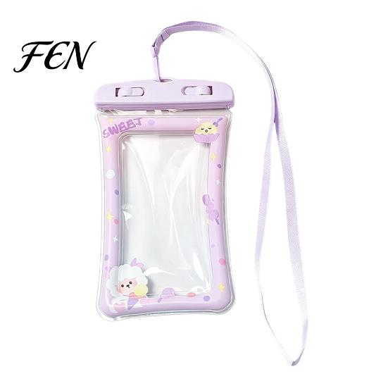 Clear Waterproof Phone Case Cute Pouch with Floating Airbag And Lanyard, PVC Cellphone Dry Bag for Swimming Beach Hot Springs Pool, Sensitive