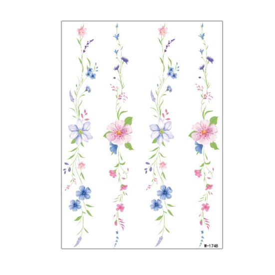 Jijijing 1 Sheet Colorful Flower Tattoo Stickers, Waterproof Temporary Fake Arm Chest Shoulder Tattoos for Women