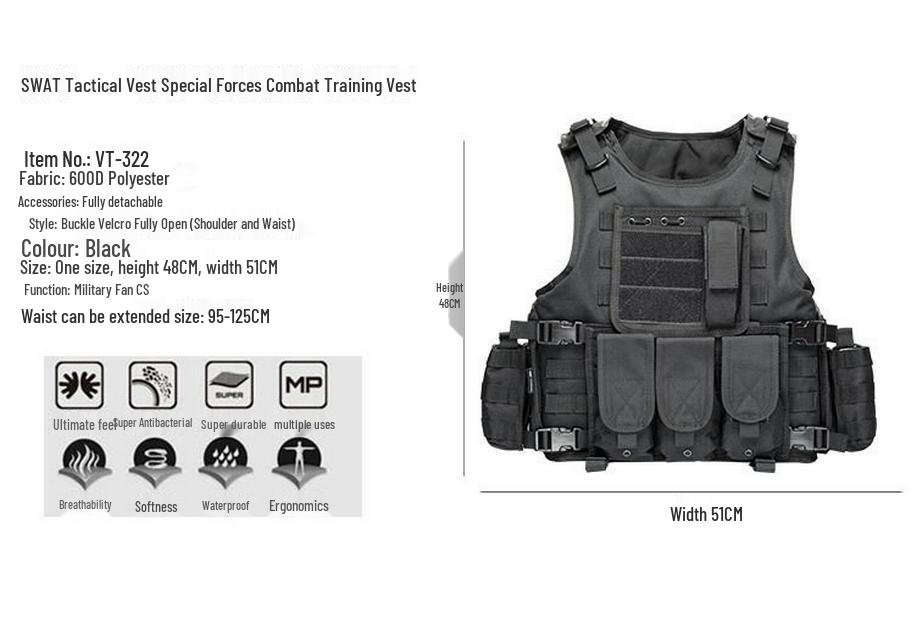 Amphibious Tactical Outdoor Sports Vest & Multifunctional Backpack Plate Carrier.