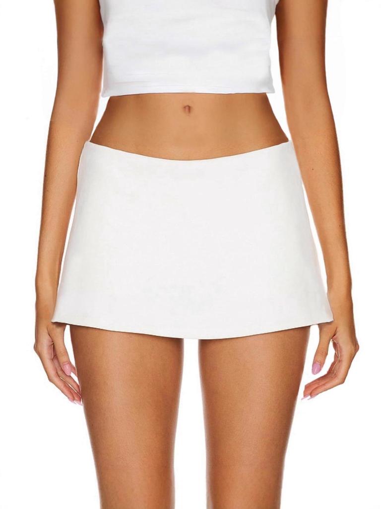 Minifalda Negra de Cintura Baja para Mujer con Pantalón Corto Integrado - Elástica y Sexy Prenda Básica de Verano