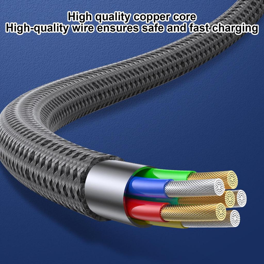 6A USB Data Cable Car Fast Charging Cable Nylon Braided Quick Charge Cord Over-current Charging Short Circuit Protection Cable